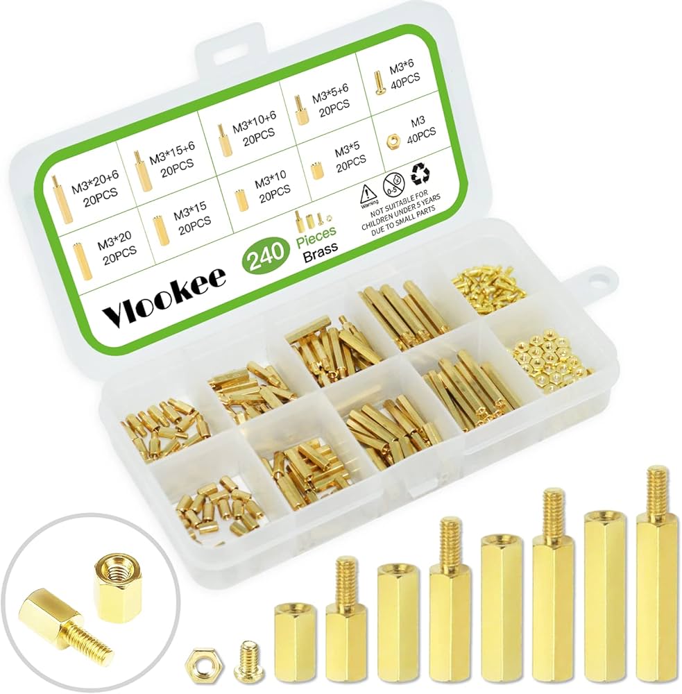 Amazon | Vlookee 240個入 六角スペーサー M3 黄銅 真鍮 m3 スタンド