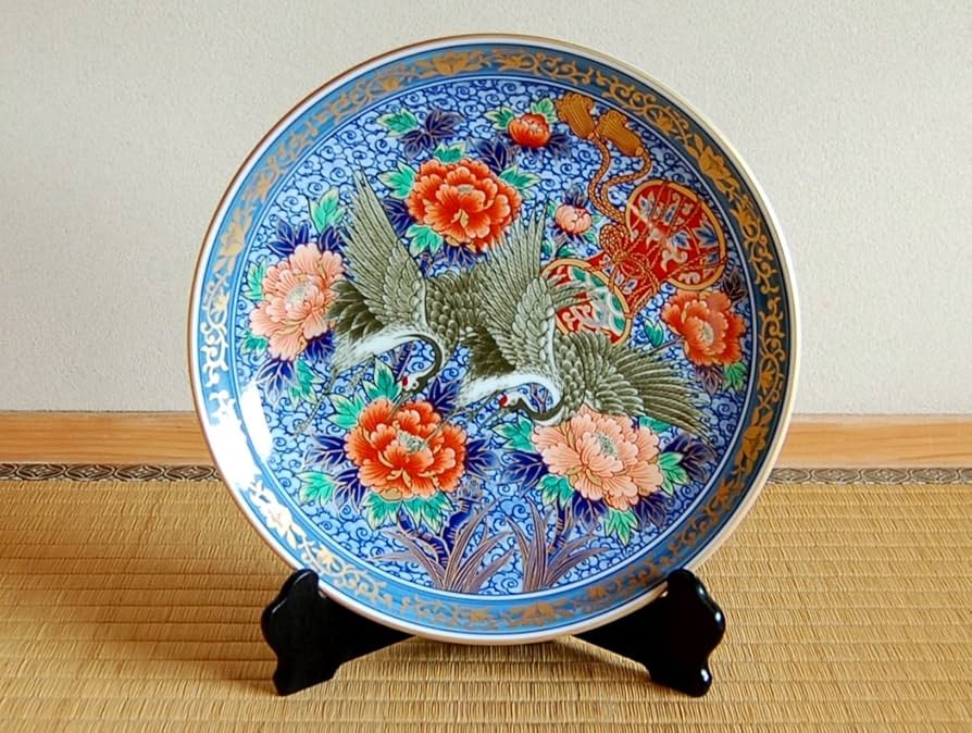 Amazon.co.jp: 飾り皿 絵皿 大皿 スタンド付き 有田焼 弥左ヱ門窯 陶器