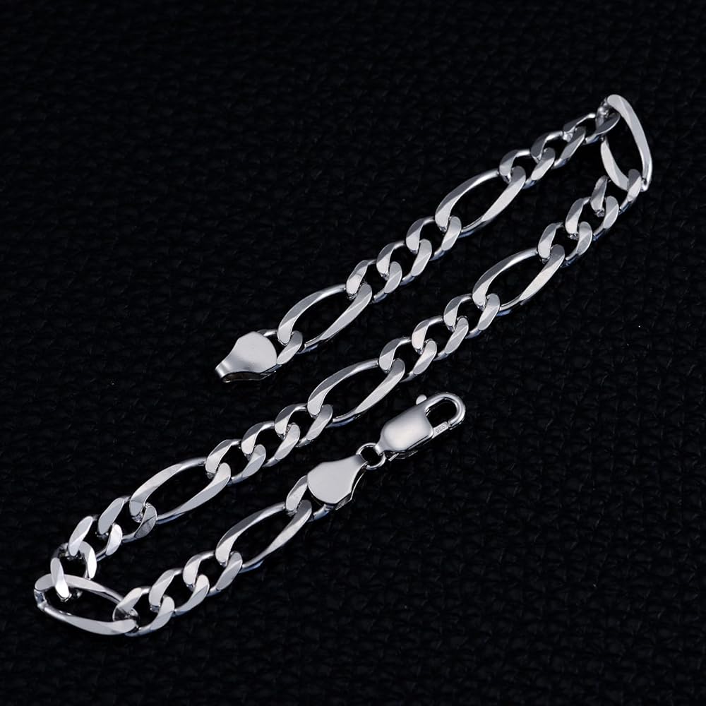 Amazon.com: CEKAMA 925 Sterling Silver Italian 4mm Figaro Link