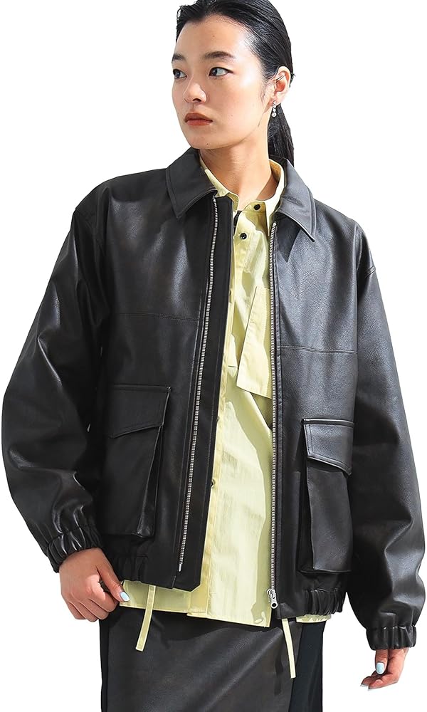 Amazon.co.jp: [レイビームス] ブルゾン フェイクレザー フライト