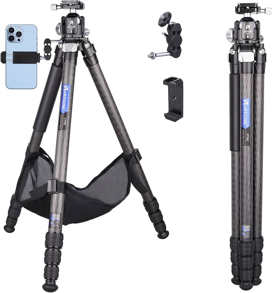 Amazon | カーボン 三脚 ARTCISE 低重心44mmボール雲台付き29mmパイプ