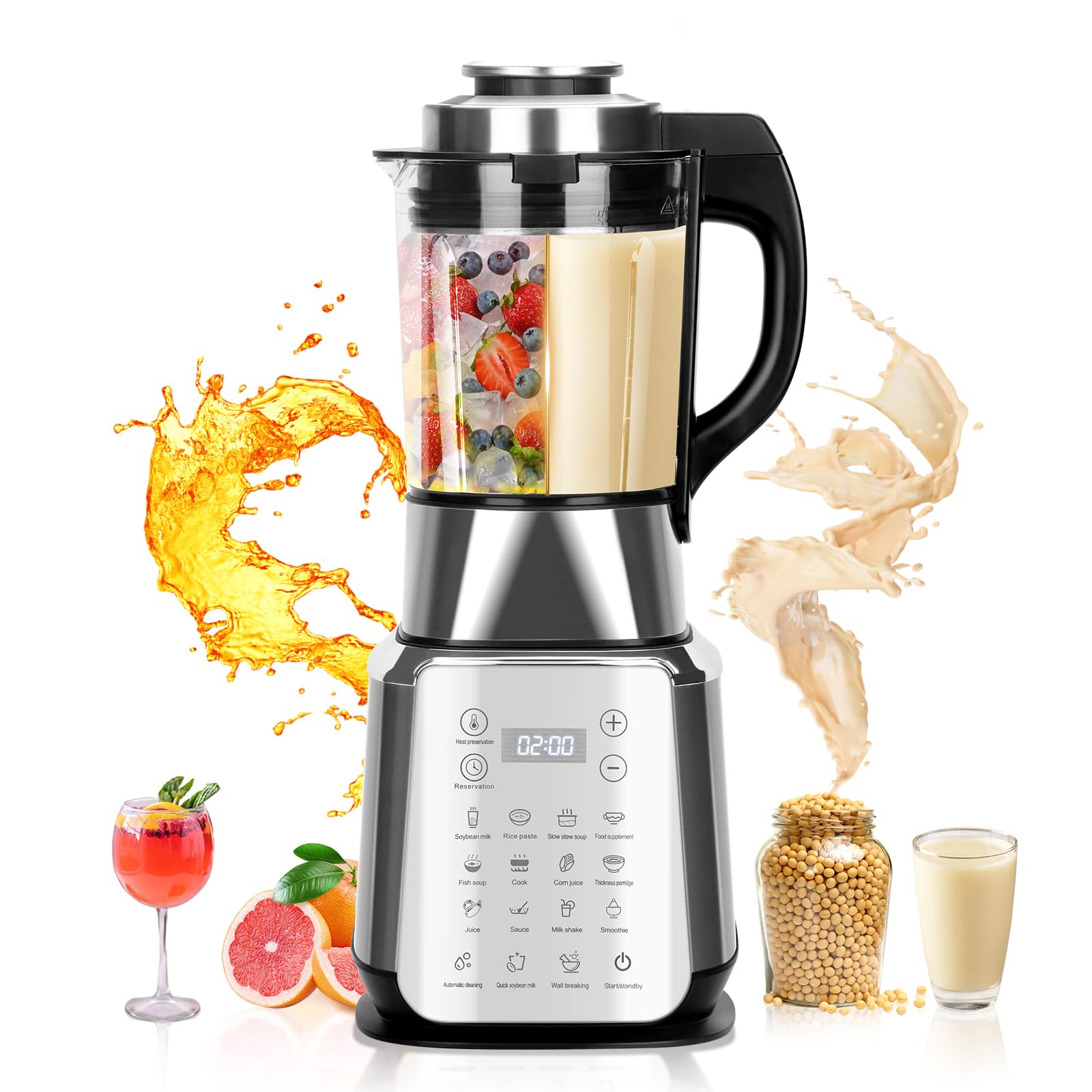 Amazon | BriSunshine 加熱式豆乳メーカー 14in1多機能ブレンダー 1.75