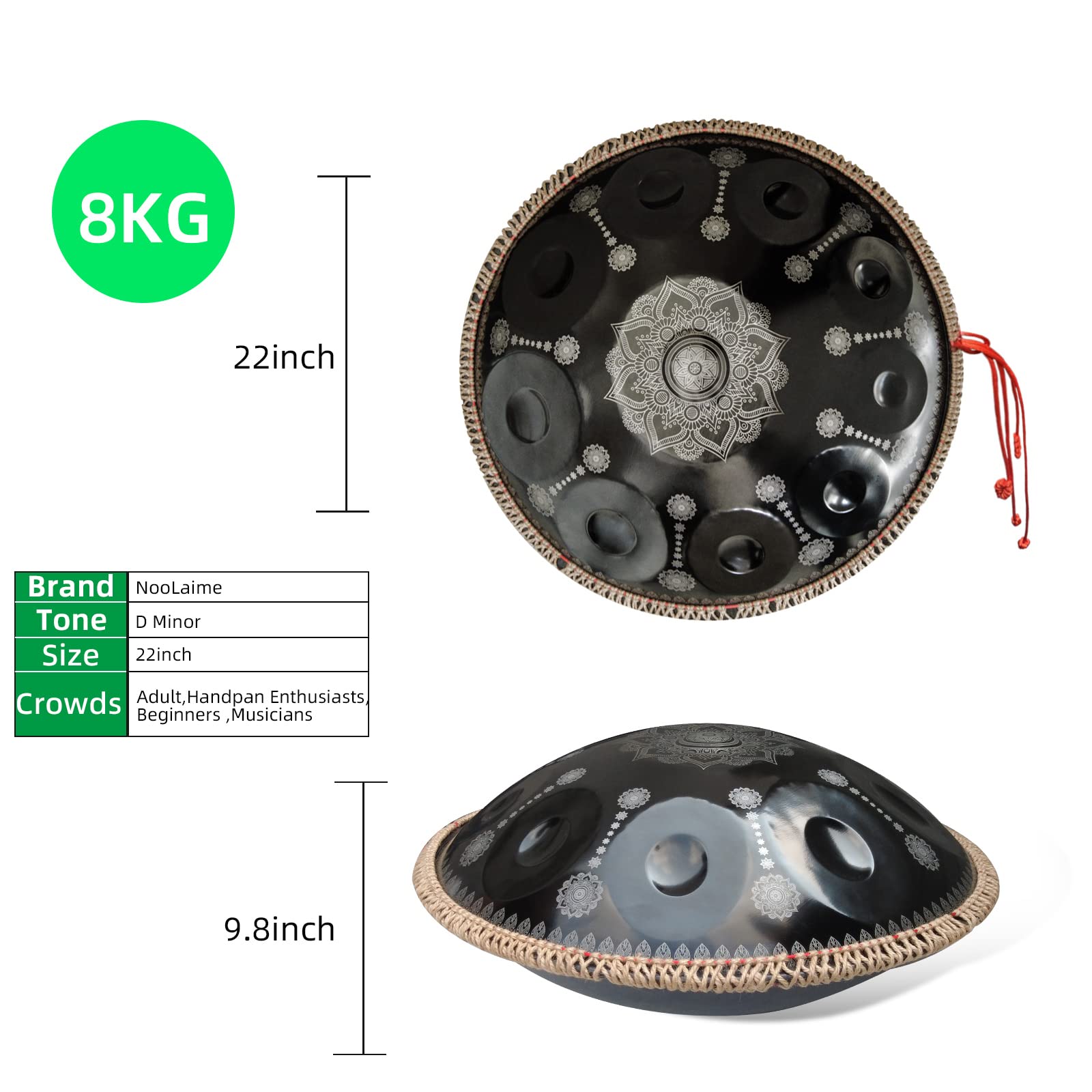 Amazon.com: 22 Inches 10 Notes D Minor 432HZ Adult's Steel Handpan