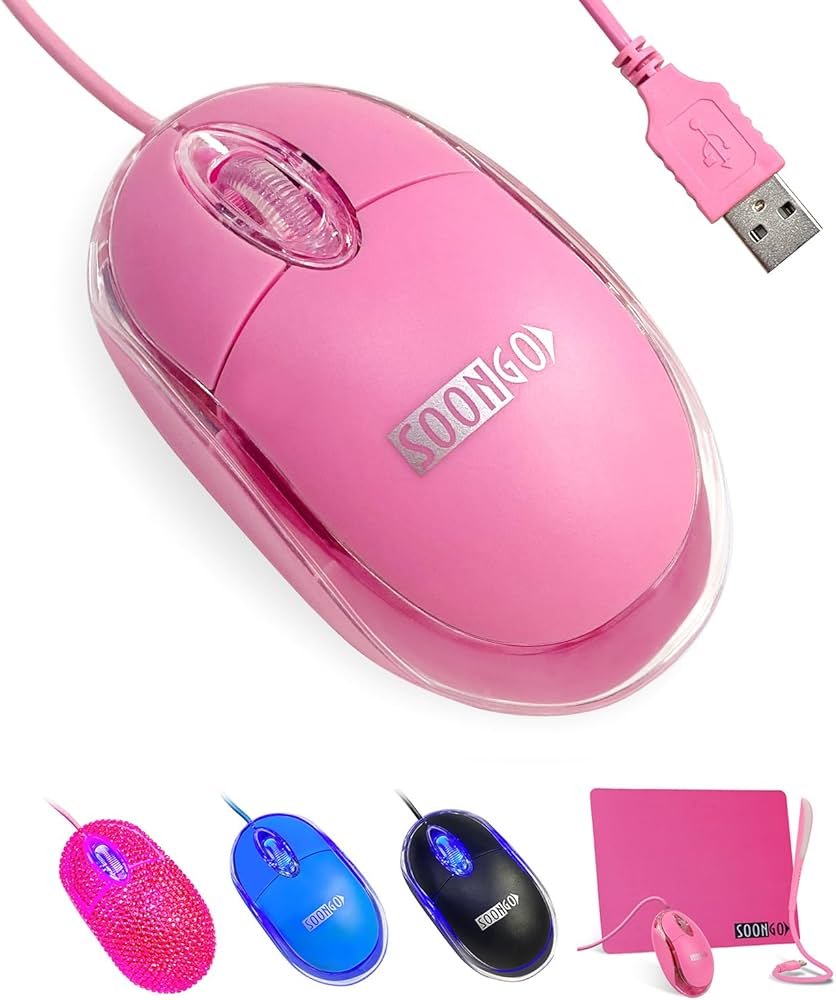 Amazon | SOON GO ピンクマウス コンピューターマウス 1.5m ピンクUSB