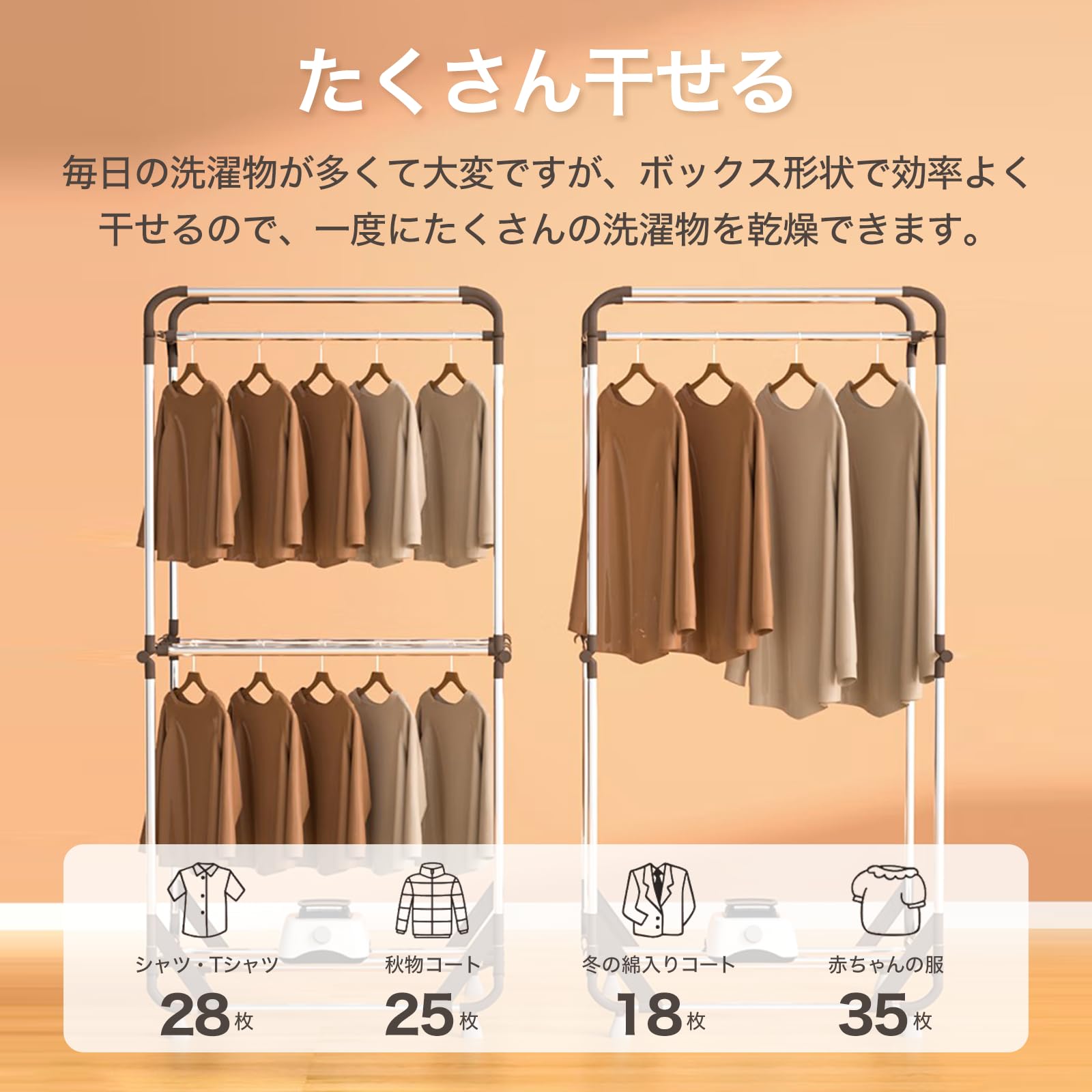 Amazon.co.jp: 衣類乾燥機 部屋干し 衣服乾燥機 折りたため式 大容量