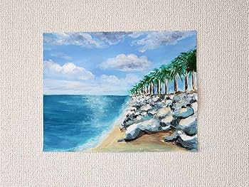 Amazon.co.jp: 風景画 海の絵 アクリル画 アート 自然 絵画 夏 空の絵