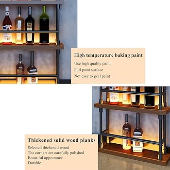 Amazon.co.jp: 木製ストレージ、酒 棚壁掛け式、ウイスキー 収納