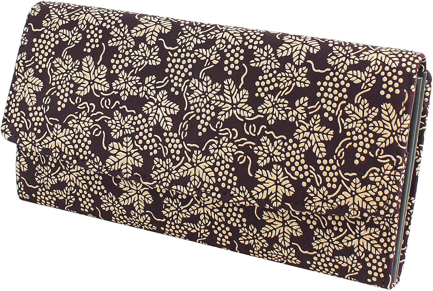 Amazon | [印傳屋] 印伝 長財布 束入S 大容量 鹿革 紫地×白漆 ぶどう柄