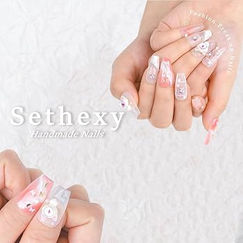 Amazon | Sethexy 手作りネイルチップ ロングバレリーナチップ バラ