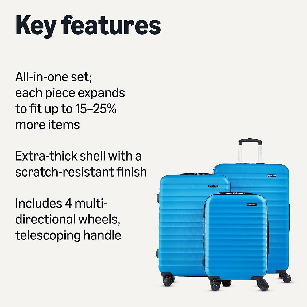 Amazon.com | Amazon Basics 3-Piece Hardside Expandable Travel