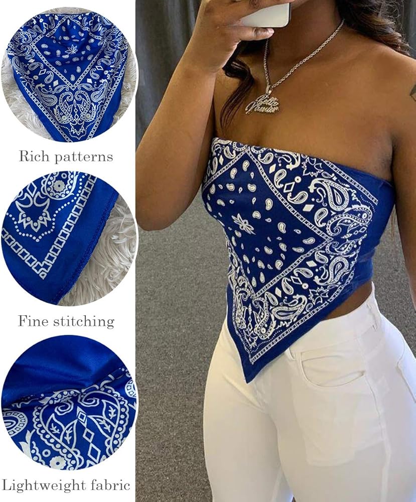 Strapless Tube Tops for Women Summer Cotton Stretchy Smocked Crop