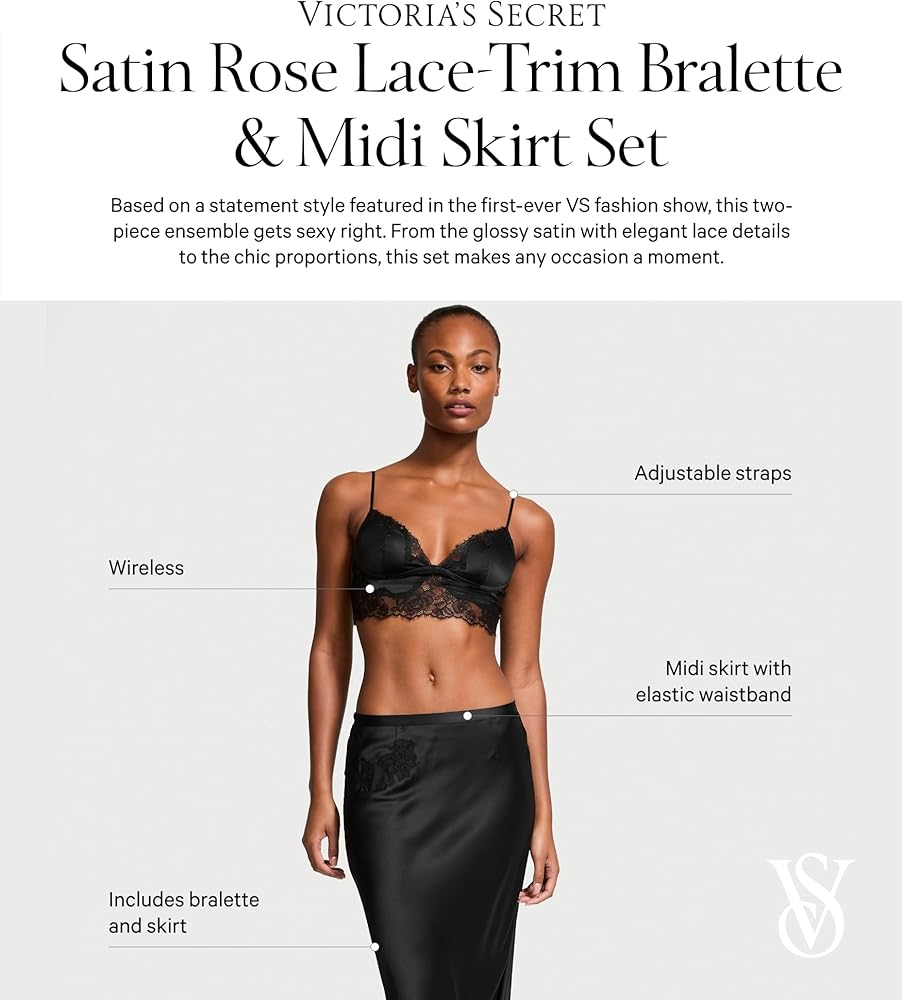 Victoria's Secret Fashion Show '24 Women's Satin Rose Lace-Trim