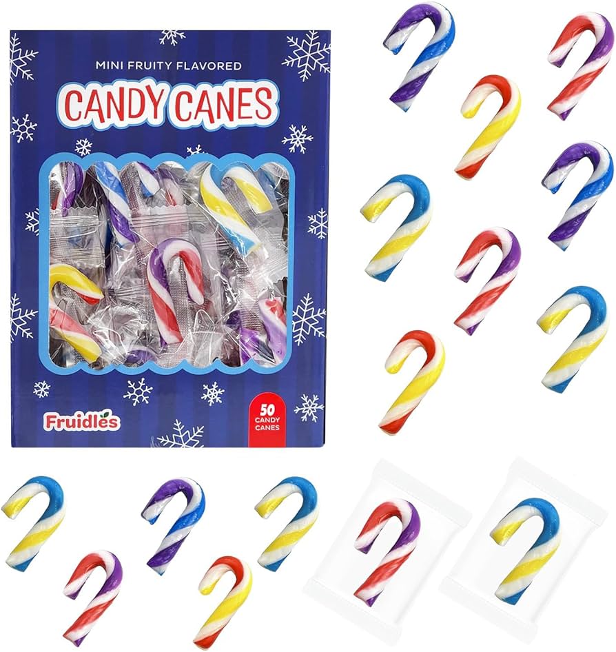 Amazon.com: Fruidles 50-Pack Christmas Candy Canes Mini's Suckers