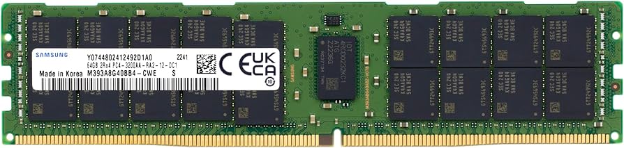 Samsung 64GB DDR4 3200MHz PC4-25600 ECC RDIMM 2Rx4 Dual Rank 1.2V