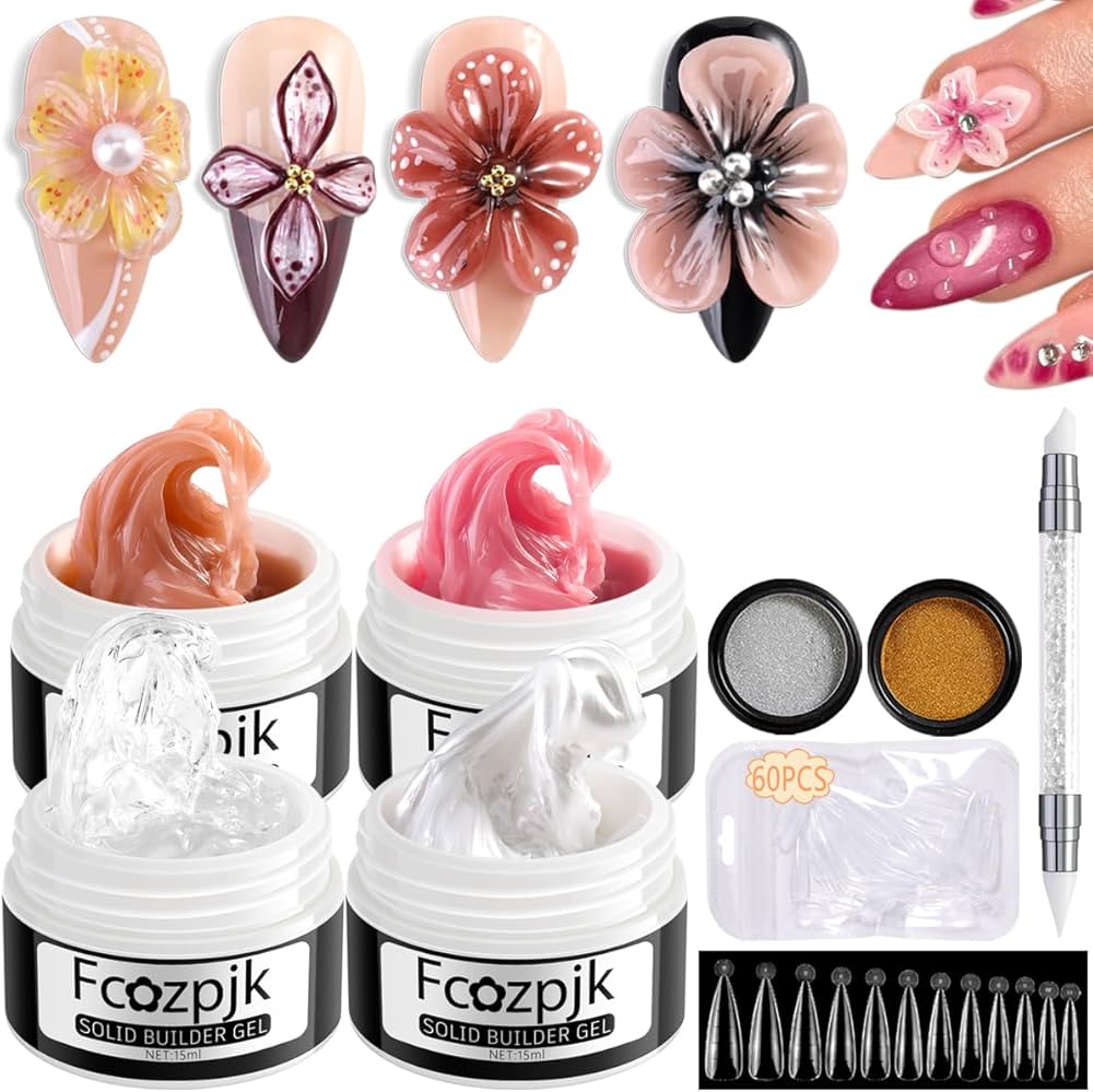 Amazon.com: Fcozpjk Solid Builder Gel for Nails, 4 Colors Solid