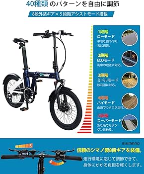 Amazon | ERWAY 電動自動車 電動アシスト自転車 折りたたみ自転車 20