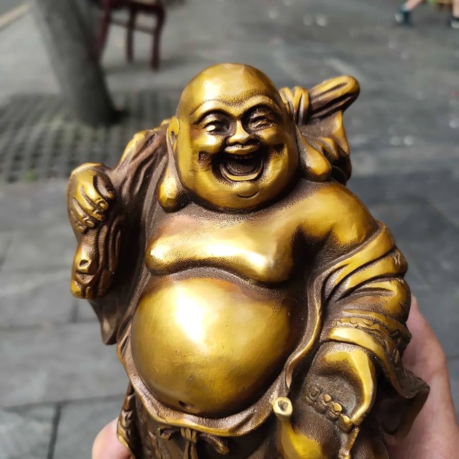 Amazon｜ミニ 仏像 七福神 置物 布袋 布袋様 風水 銅 (真鍮製) 高さ約