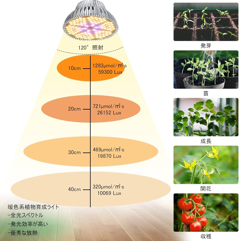 Amazon.co.jp: MORSEN LED植物育成ライト 80W相当 暖色 E26口金 フル
