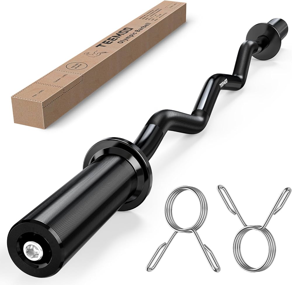 Amazon | TEEMOO バーベルシャフト 120cm 50mm オリンピックWバー ez