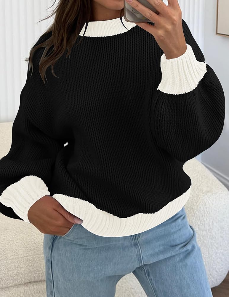 ZESICA Women's Casual Long Sleeve Crew Neck Pullover 2025 Fall