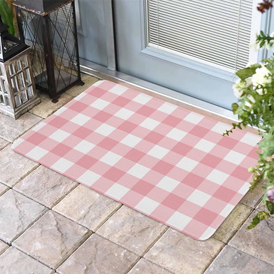 Amazon.com: Pink Gingham Buffalo Check Doormat Welcome Mats Rugs