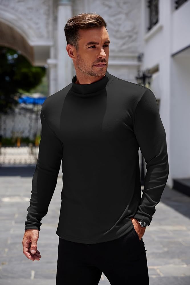 COOFANDY Mens Mock Turtleneck Long Sleeve Sweater Basic Thermal