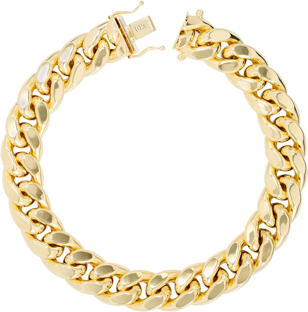 Amazon.com: Nuragold 10k Real Yellow Gold Miami Cuban Link 9mm