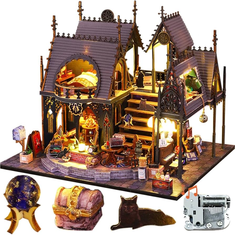 Amazon.co.jp: LANNSO ミニチュアドールハウスキット 魔法の本屋