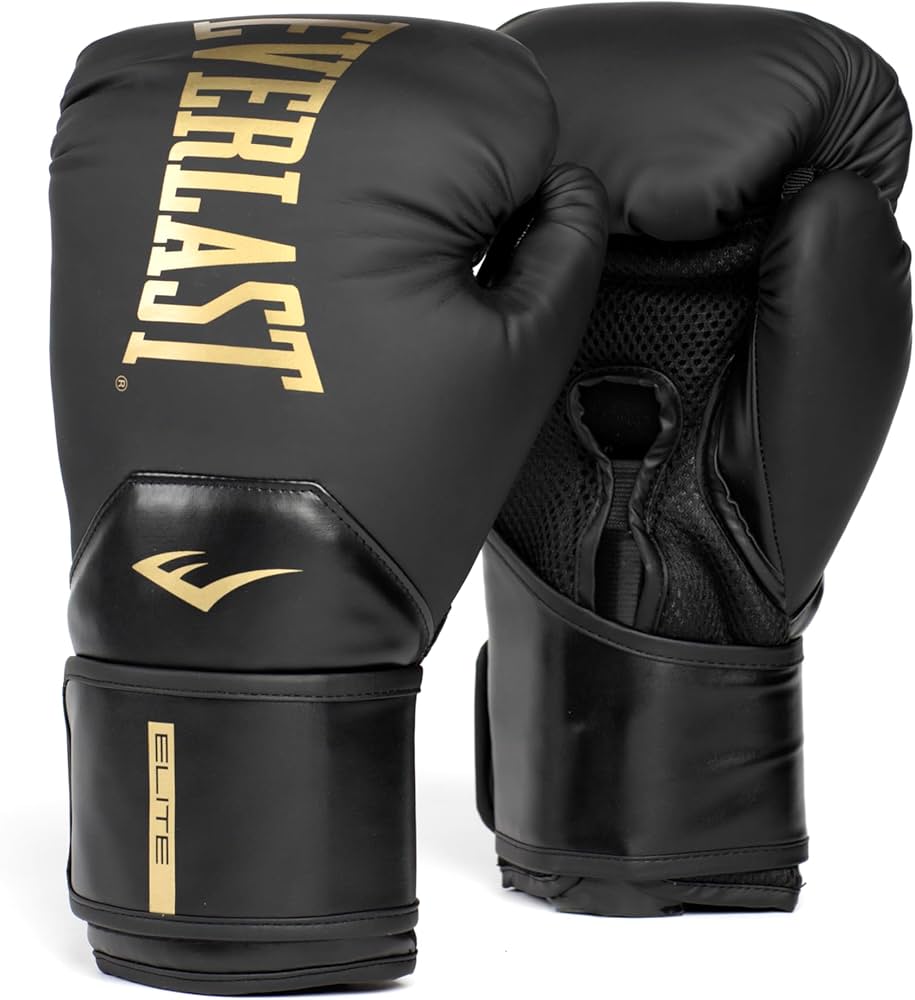 Amazon | Everlast Elite 2 Boxing Gloves (Black/Gold, 14oz