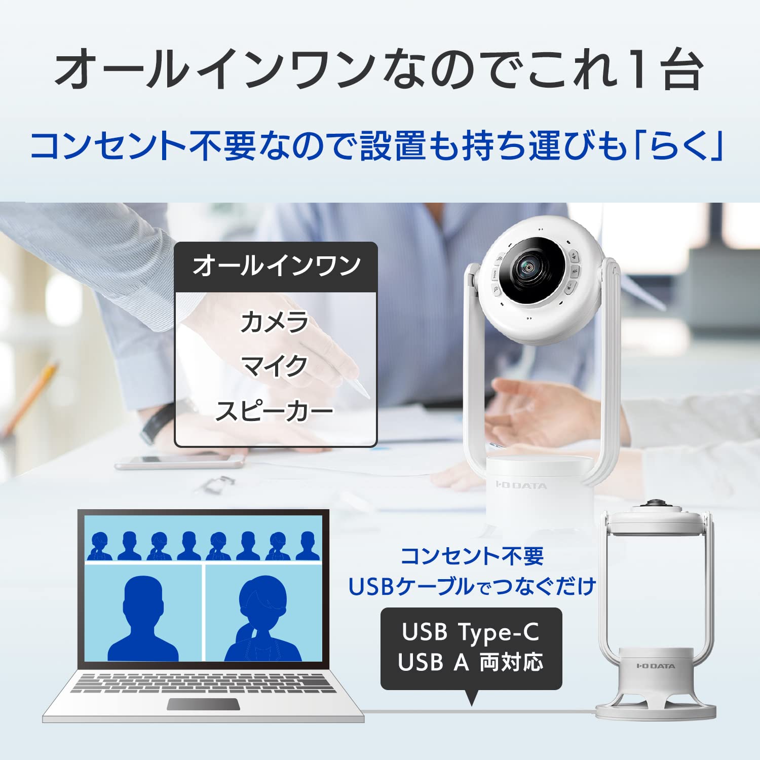 Amazon.co.jp: アイ・オー・データ IODATA USBカメラ 360度撮影 マイク