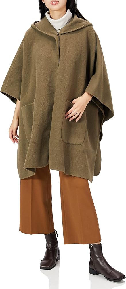Amazon.co.jp: [ミラオーウェン] フード付きポンチョ接結コート