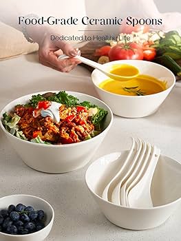 Amazon.com: DOWAN Soup Spoons Set of 6, Ceramic Chinese Soup Spoon