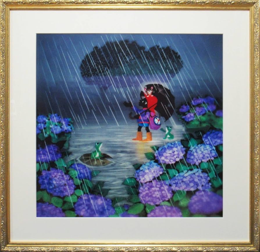 藤城清治 絵 花と少女 藤城清治 絵画 『花と少女』 藤城清治絵画『花