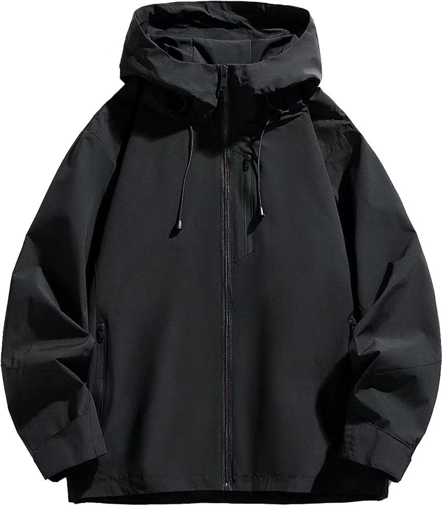 Mens Lightweight Windbreaker Jacket Softshell Outdoor Golf Hooded