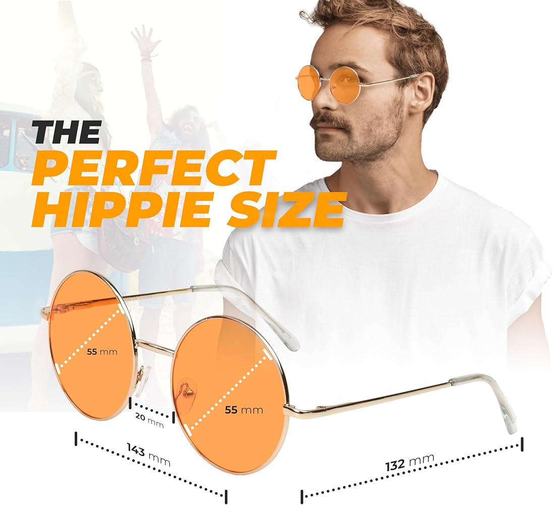 Amazon.com: SunnyPro Metal Sunglasses Circle Lens Hippie Glasses
