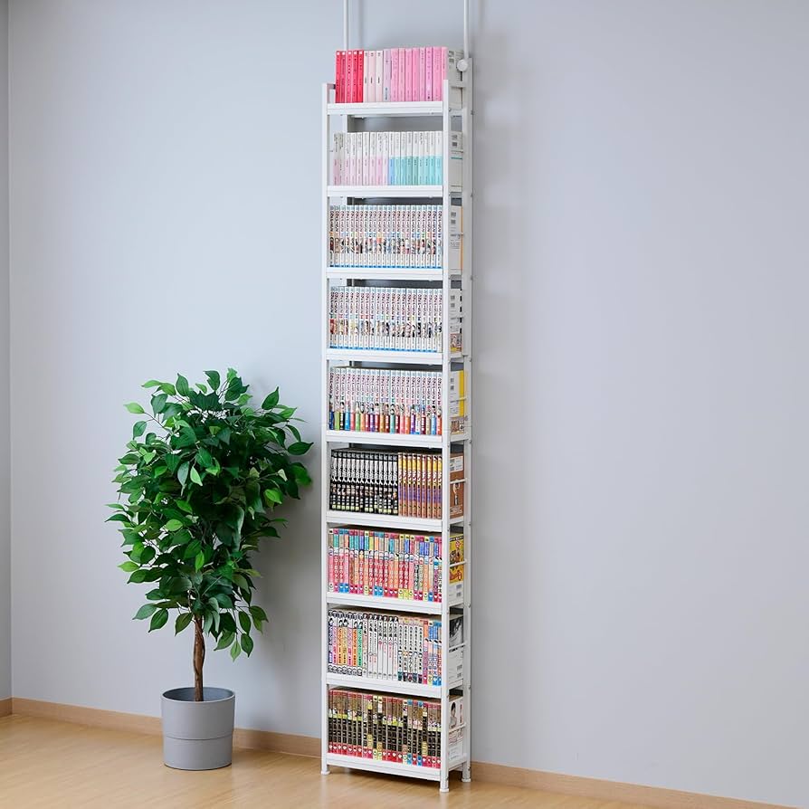 Amazon｜山善(YAMAZEN) 本棚 (突っ張り) 大容量 スリム 全体耐荷重180