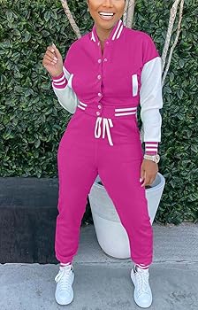 Amazon.com: Fooullaide Women's Varsity Jacket Sweatsuit 2 Piece