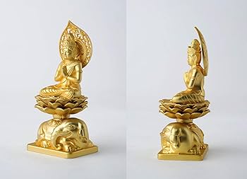 Amazon｜仏像 普賢菩薩 15cm（金メッキ/24金） 仏師：牧田秀雲 原型＿