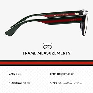 Amazon.com: Gucci Rectangular Eyeglasses GG0343O 007 Black/Green
