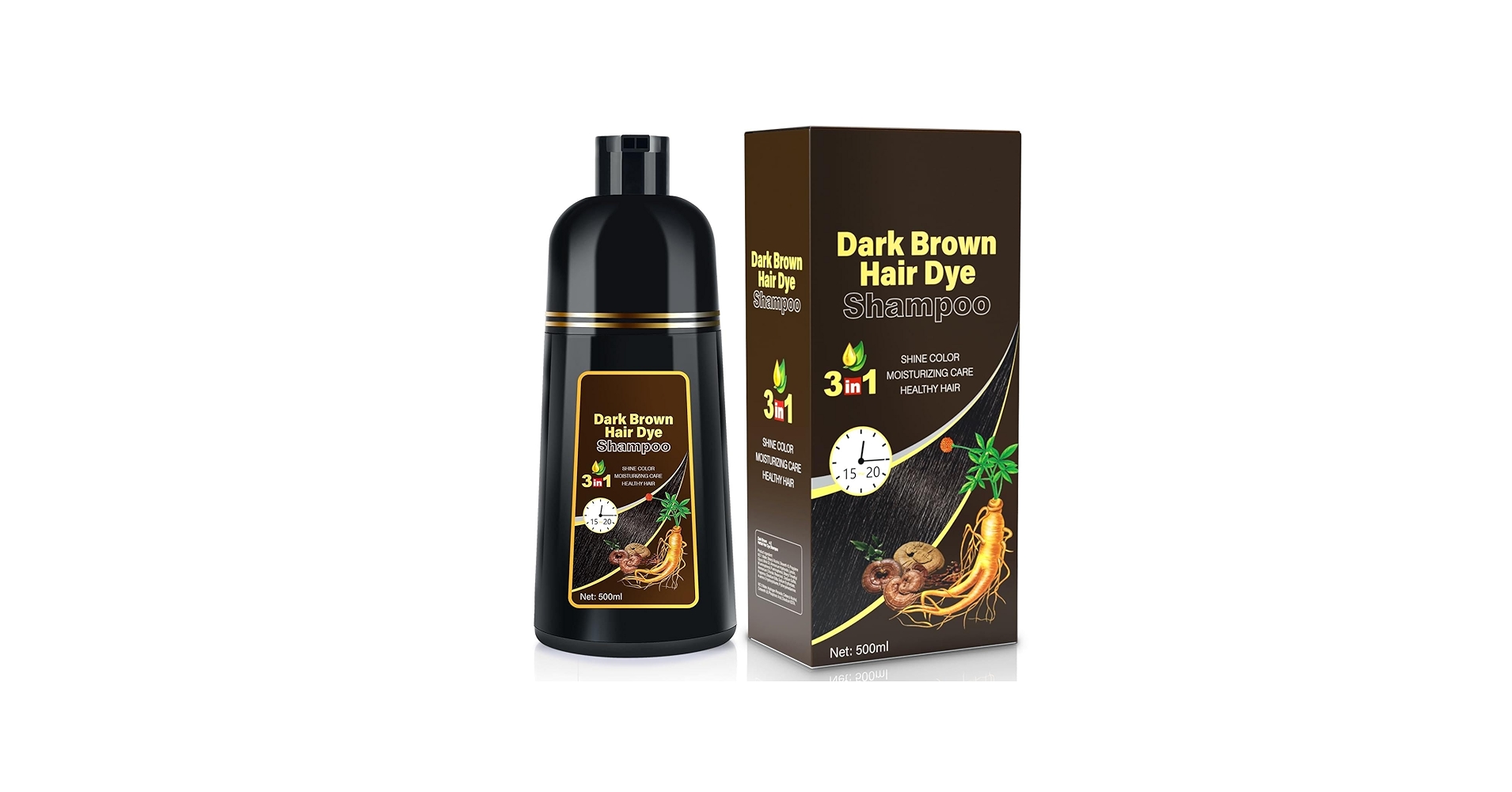 Amazon.com : JIESSIA Dark Brown Hair Dye Shampoo 3 IN 1, 16.9 Fl