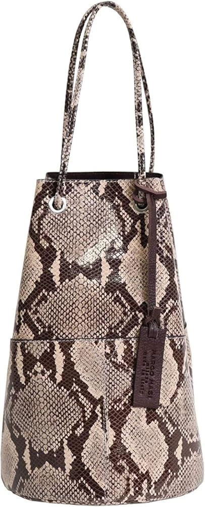 Amazon | Marco Masi マルコマージ 巾着バッグ パイソン シルバー