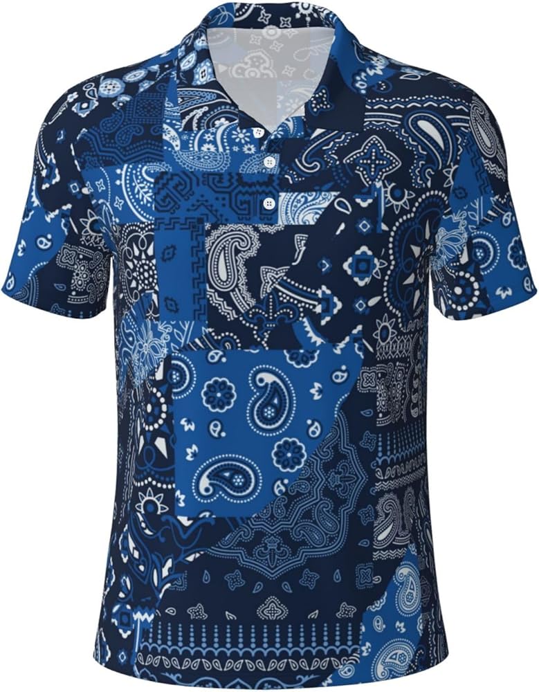 Ncpkcb Blue Bandana Paisley Style Men's Short Sleeve Polo Shirt