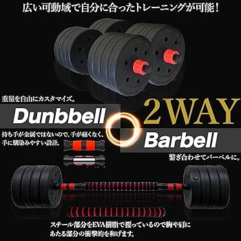 計50kg／バーベルにもなるダンベル 可変式プレート｜25kg×2個セットa4