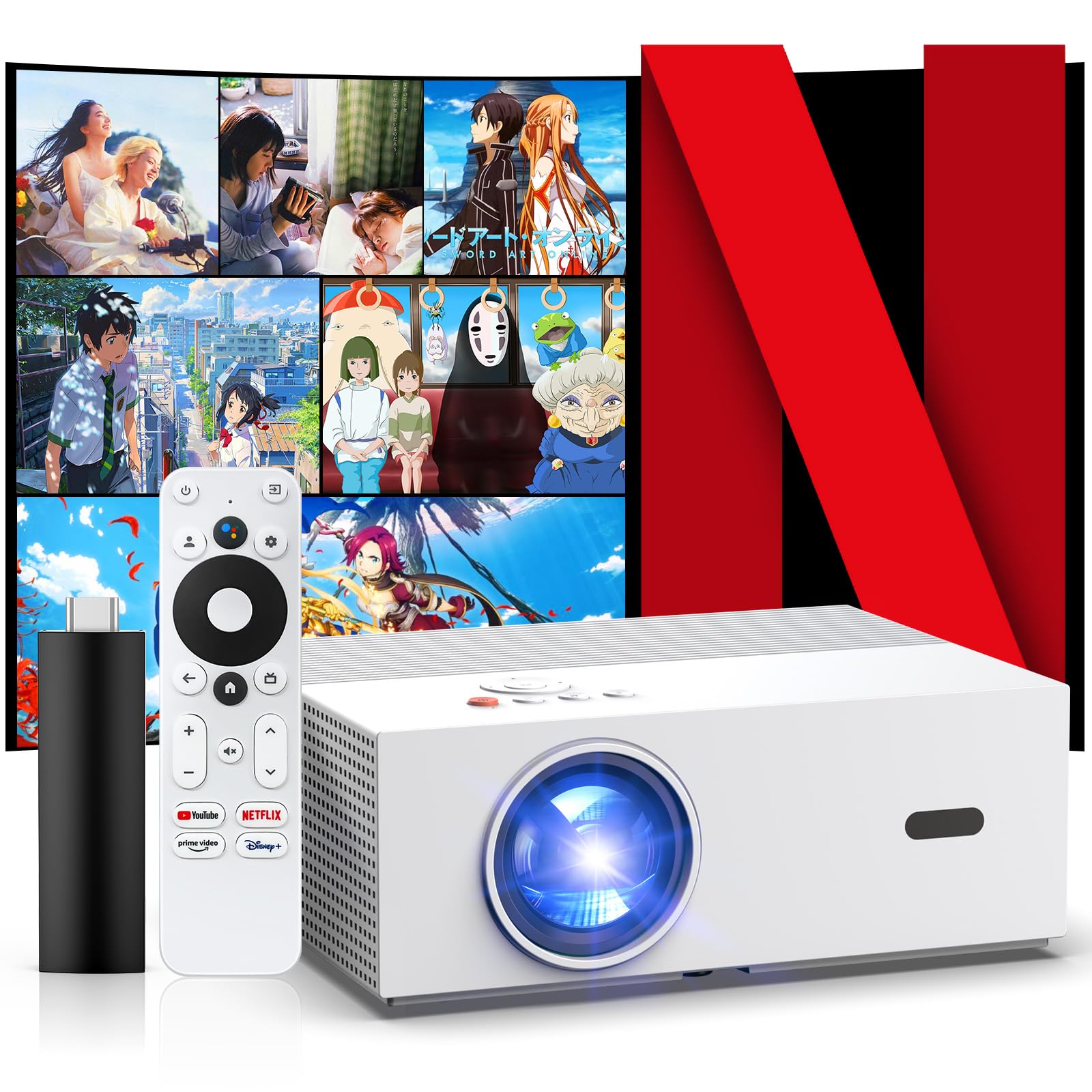 Netflix/YouTube公式】新品未開封 プロジェクター 家庭用4K対応 Amazon