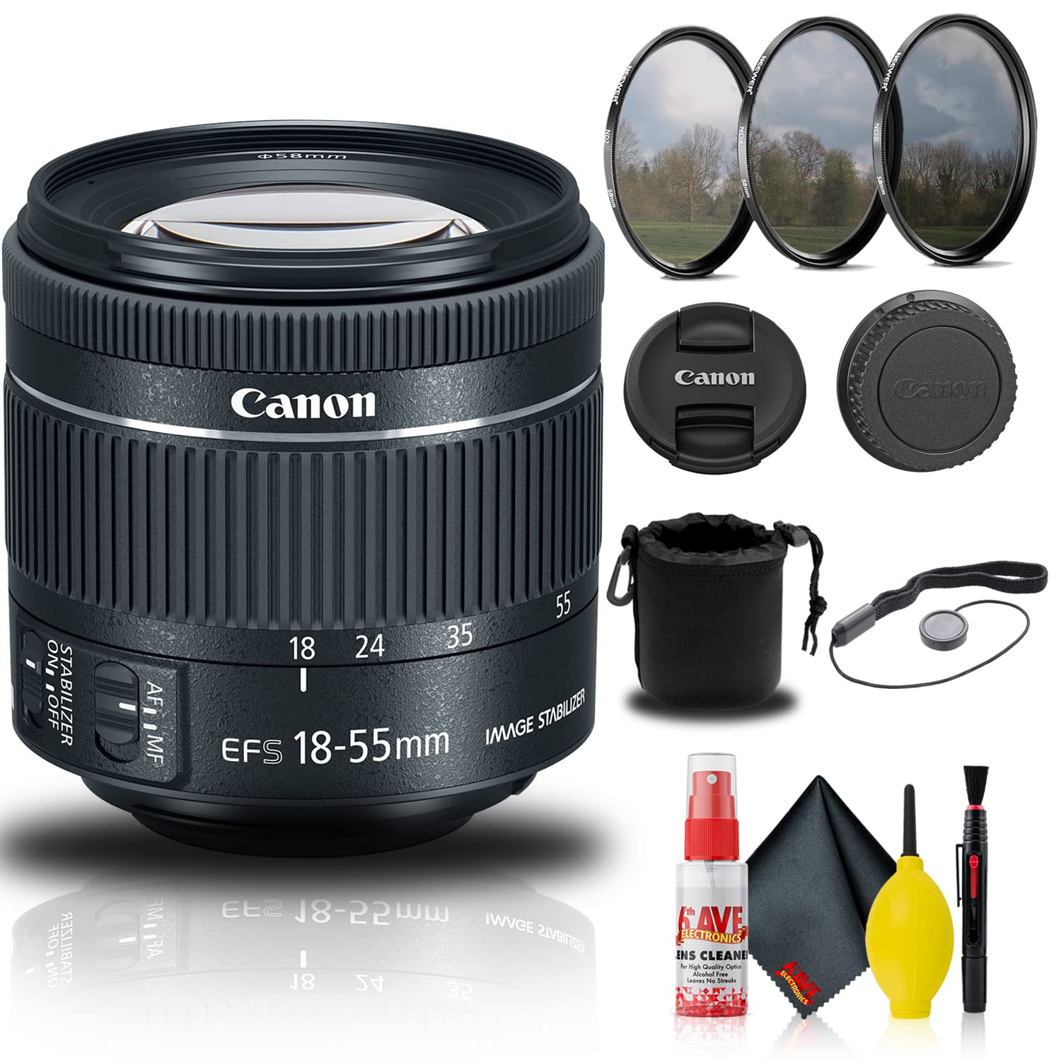 Amazon.com : Canon EF-S 18-55mm f/4-5.6 is STM Lens (1620C002) +