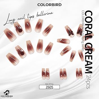Amazon | COLORBIRD ネイルチップ ロング 24枚 赤 茶 ネイル 付け爪