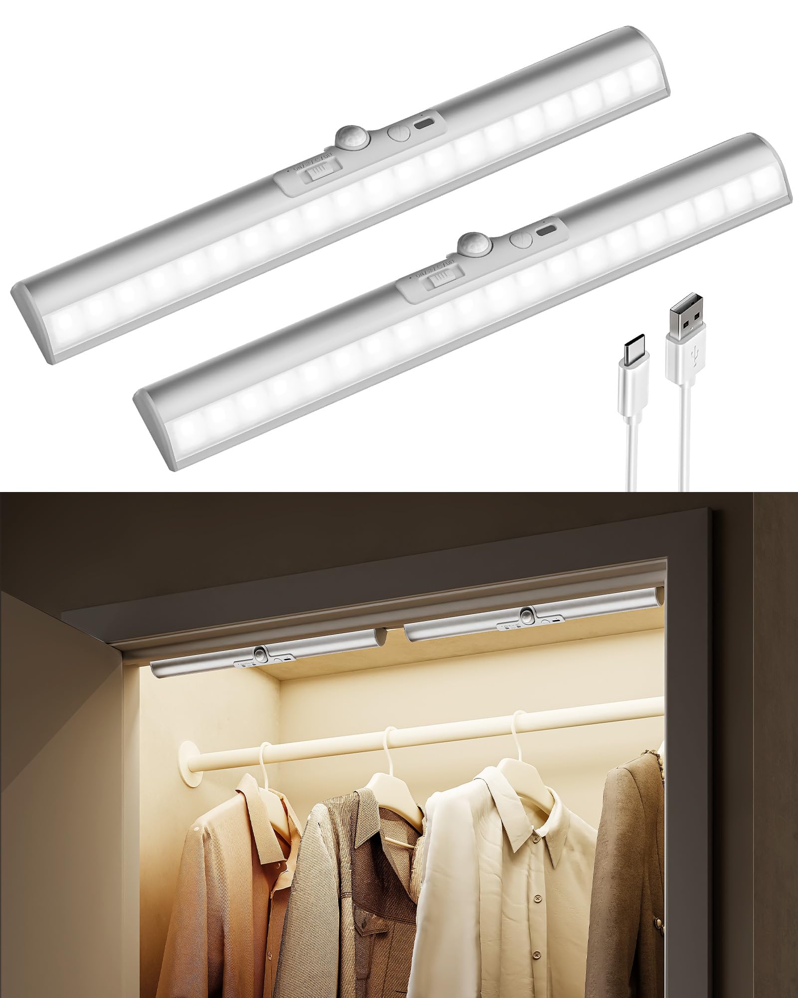 Amazon.com: EZVALO 13inch Motion Sensor Closet Lights, 2 Pack