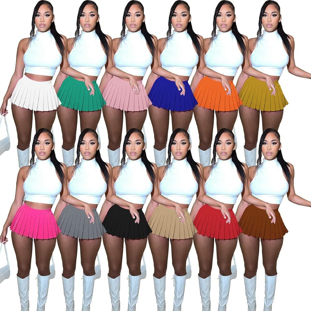 ruizedidi Mini Pleated Skirts for Women Sexy, Mini Skirt with Slit