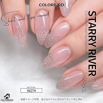 Amazon | COLORBIRD ネイルチップ ショート 24枚 ピンク ネイル 付け爪
