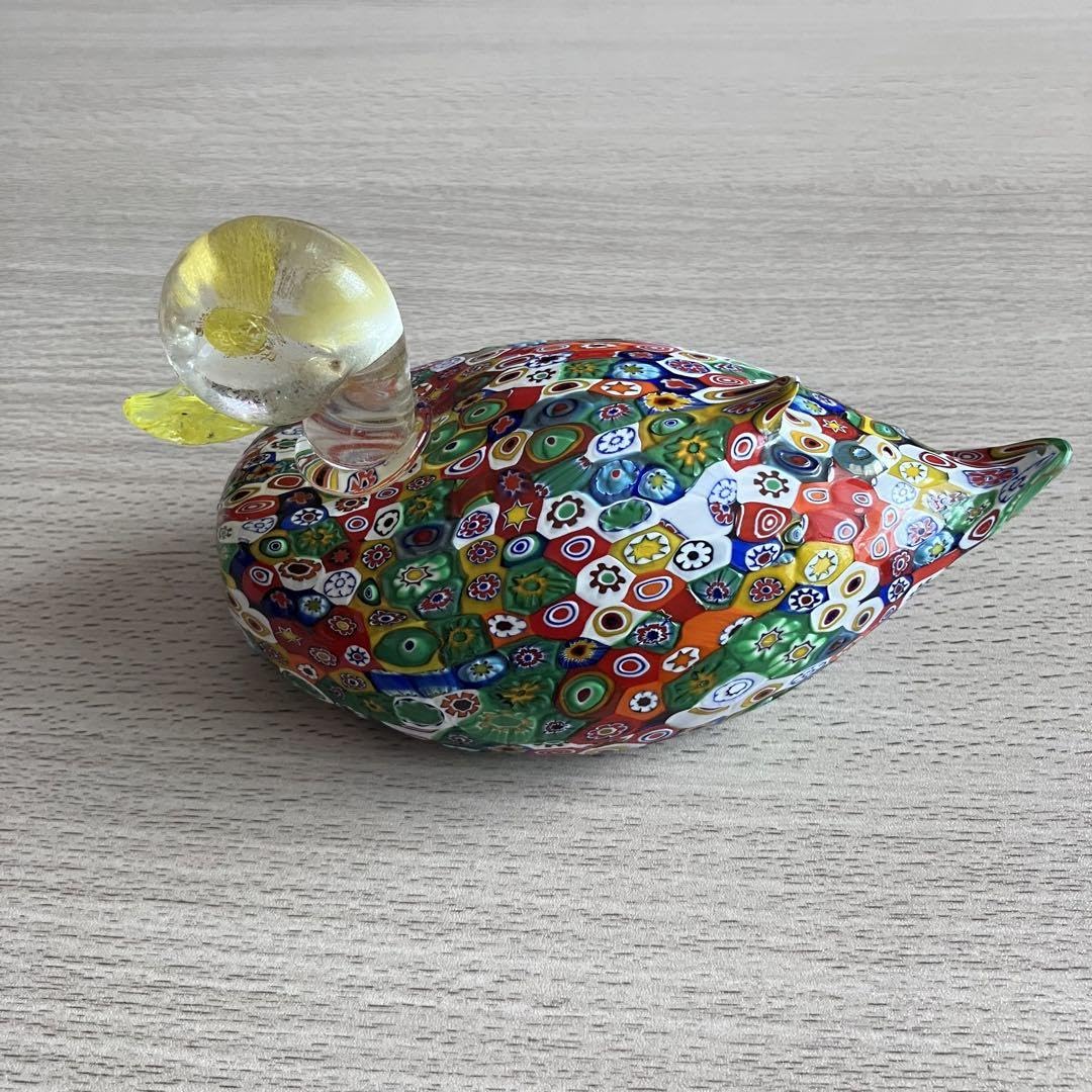 激レア・新品】ムラーノ ベネチアンガラス 鳥 ハト 置物（黒・白